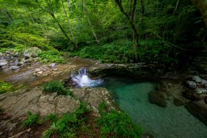 Walk to Great Kozjak Waterfall, Triglav National Park, North West Slovenia. &copy John Ironside